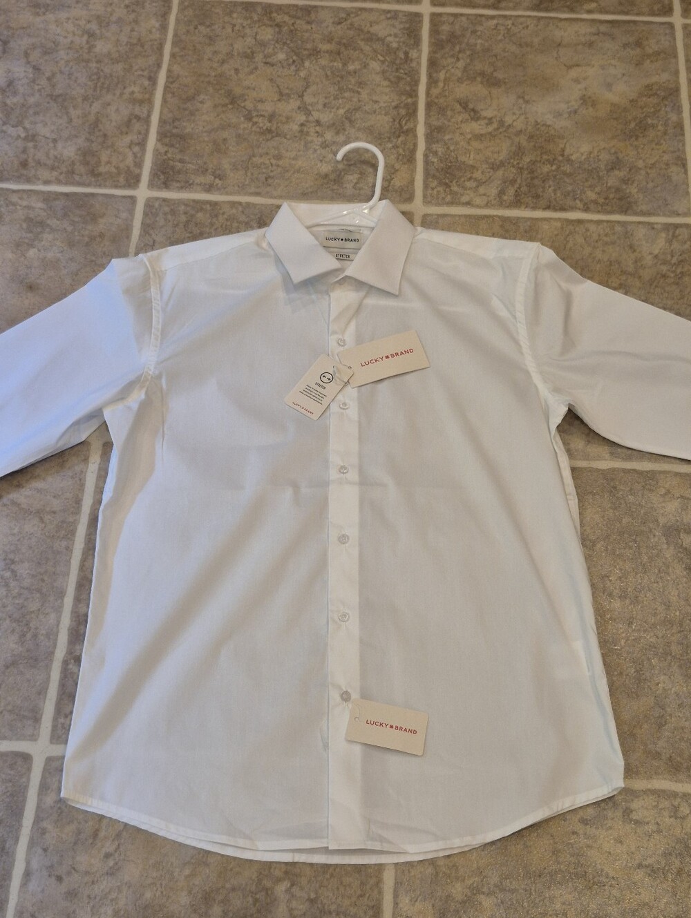 Lucky Brand Men's White Long-Sleeve Button Shirt, Size Medium